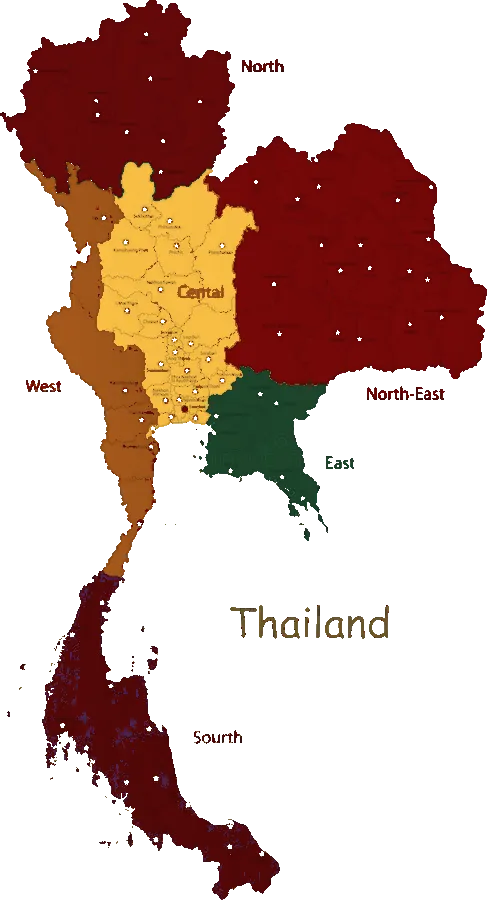 Carte de la Thaïlande par régions commerciales Immortal Wine